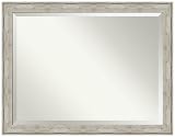 Amanti Art Silver Wall Mirror 35x45 Crackled Metallic Rectangle Bathroom Mirror for Wall Decor Living Room, X-Large Country Rustic Frame, Hangs Horizonally and Vertically, Bathroom Decor, Beveled Edge