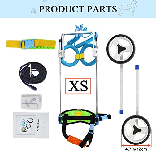 HobeyHove Adjustable Dog Wheelchair/Cart for Back Legs,Pet/Doggie Doggy Wheelchairs with Disabled Hind Legs Walking,Light Weight (7-Size(7-Size)(XS) - Image 5