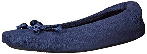isotoner Women's Signature Terry Ballet Flat Slipper with Satin Bow