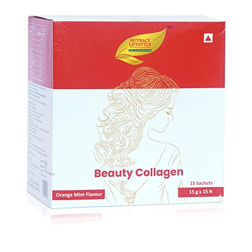 Nutracy Lifestyle Beauty Collagen Powder For Skin Glow & Hydration, Anti wrinkle, Healthy Hair & Nail | Anti-Aging Beauty, Skin Repair & Regeneration, Non vegetarian (15 Sachets x Each 15 Gram)