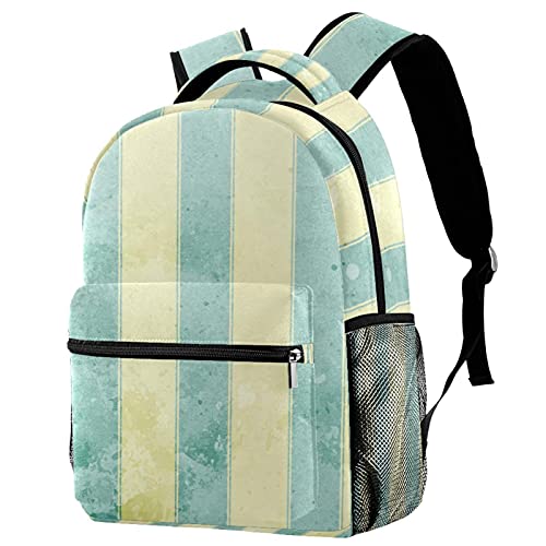 Sac à dos de voyage rayé jaune et bleu avec porte-bouteille pour enfants