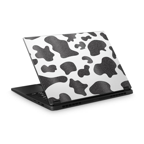 Glossy Glitter Laptop Skin Compatible with Asus TUF Gaming A14 (2026) - Cow Print - Premium 3M Vinyl Protective Wrap Decal Cover - Easy to Apply | Crafted in the USA by MightySkins