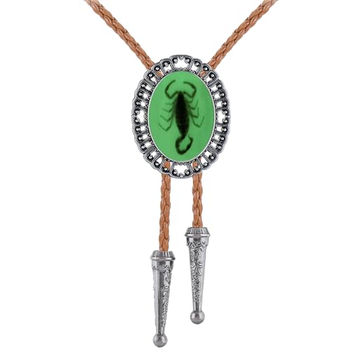 Image of GelConnie Native American Bolo Tie Rodeo Cowboy Leather Necktie Western Necklace Costume Accessories for Men,Women