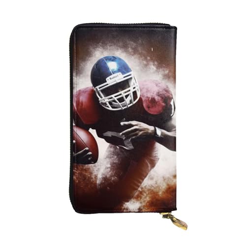 American Football Wallet for Men Women Long Purse Leather Clutch Large Business Handbag Travel Phone Holder Credit Card Holder Money Case with Zipper Leather Wallets Gift