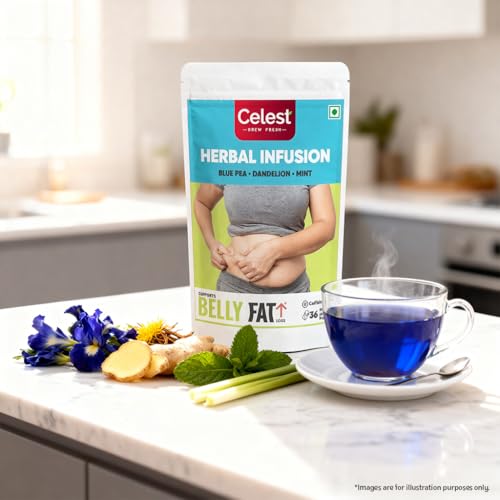 Image of Celest Herbal Infusion - Blue Pea + Dandelion + Mint | Helps in Belly Fat