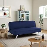 Serta Terrell 66.1' Convertible Futon Sofa, Short Twin Size, Dream Coil Comfort, Fingerguard Pinch Point Protection, Woven Polyester Fabric, Navy