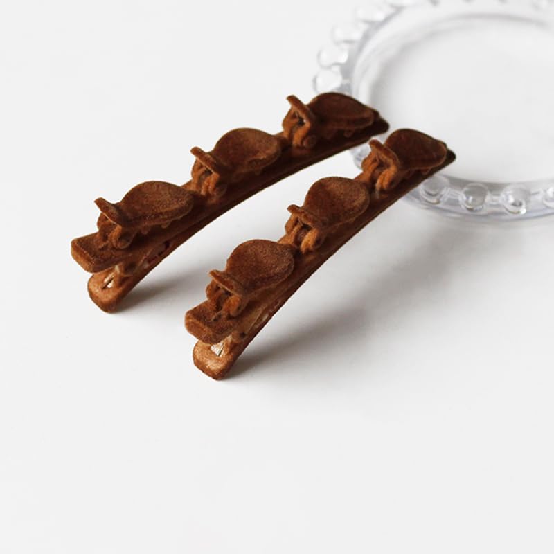 A pair Cute Flocked Bangs Barrettes Headband Black Headwear Princess Style Hairgrip for Woman Daily Hair Accessories Gifts