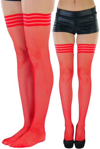Image of ToBeInStyle Women's Modern Thin Tripple Striped Opaque Thigh High Stocking