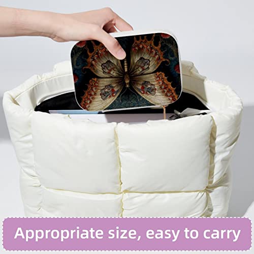 Boîte à bijoux papillon double couche compacte avec compartiments - 5