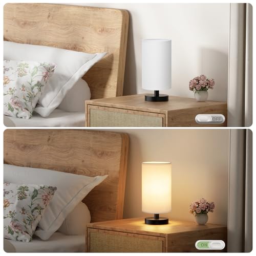 Lampe de chevet blanche 3000K et de bureau compacte avec bouton - 6