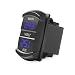 MICTUNING MIC-DV-077 LED Digital Panel Double Voltmeter, Rocker Switch Style Voltage Monitor Blue for Car Pickup RV Truck Dual Battery Pack