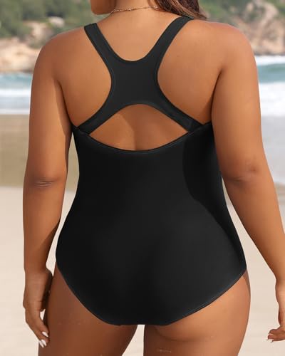 Image of Aqua Eve Plus Size Swimsuits Athletic One Piece Bathing Suit for Women Tummy Control Slimming Swimwear