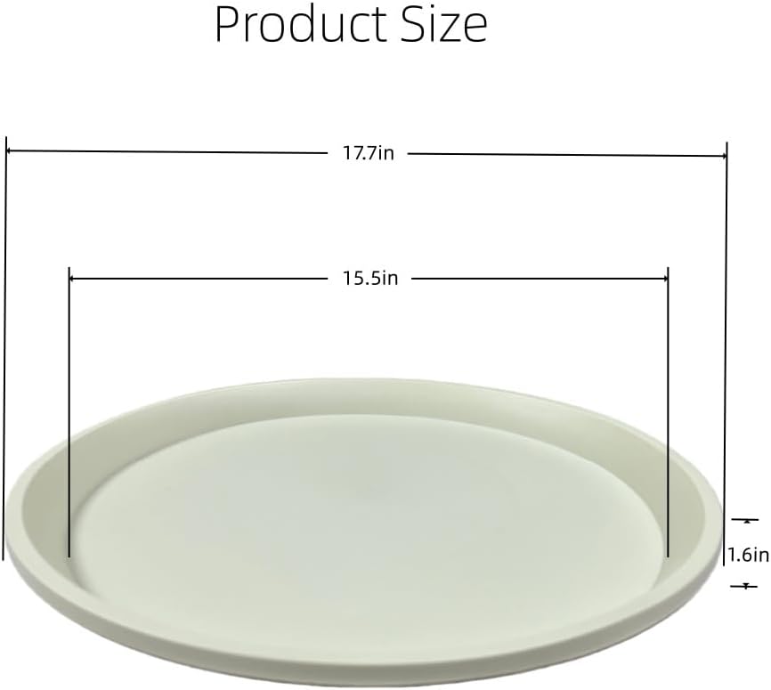 Kichwit 4 Pack 17.7 Inch (15.5 Inch Base) Plant Saucer, Round Plastic Plant Trays for Indoor & Outdoor, Beige