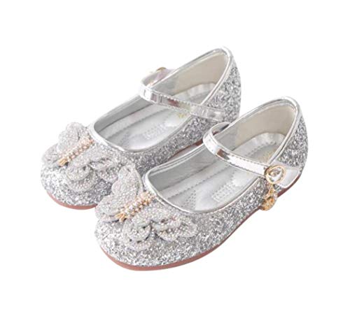 Girl's Ballerina Ballet Flats Glitter Mary Jane Slip-on Flower Dress Shoes(Toddler/Little Kid)2