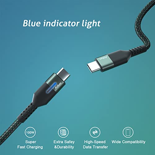 Ailun Usb C Cable With Led Light Indicator Usb C To C 100W Pd Fast Charge Illuminated Nylon Braided 2Pack [6Ft] For Galaxy S22 S22+ S22Ultra S21 S20 S10 Note 20 Google Pixel 4 3 Ipad Pro #TOP2