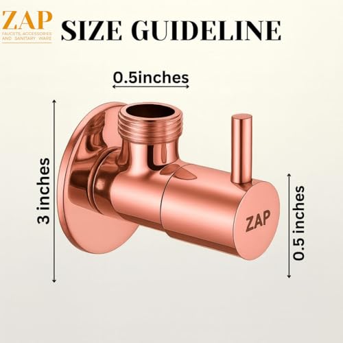 Image of ZAP Elegant Rose Gold Angle Valve Set - Pack of 4 | Solid Brass Construction with Wall Flange | For Tap, Jet Spray & Geyser Use