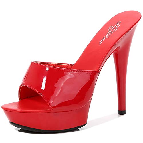 YIYA High Heeled Mules for Women Open Toe Stilettos Sandals Summer Platform High Heels Slides Dress Party Backless Shoes