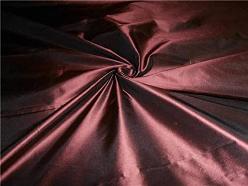 Tissu taffetas 100% pure soie rouge marron bicolore de 137 cm au metre pour haute couture