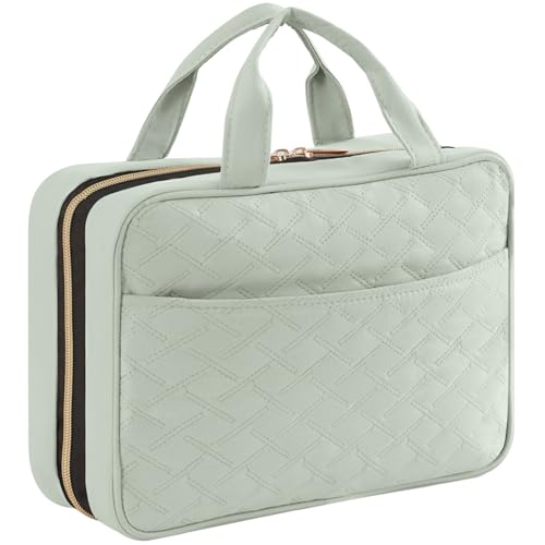 Lifewit Neceser Mujer Viaje, Bolsa de Maquillaje Organizador para Colgar, Grande Bolsas de Aseo con 4 Compartimentos Transparentes, Makeup Bag con Gancho, Mediano, Verde Menta