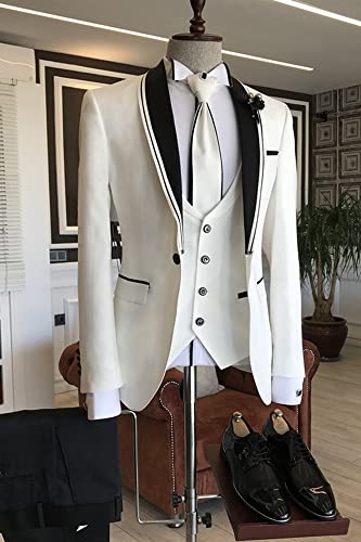 Men's Three Pieces Shawl Lapel Business Suit One Button Formal Wedding Tuxedos3