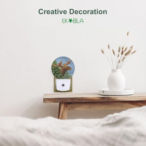 Image of EKOBLA Moose Night Light, Cute Elk Animal Night Lights Plug Into Wall for Christmas Home Decor and Holiday Gifts