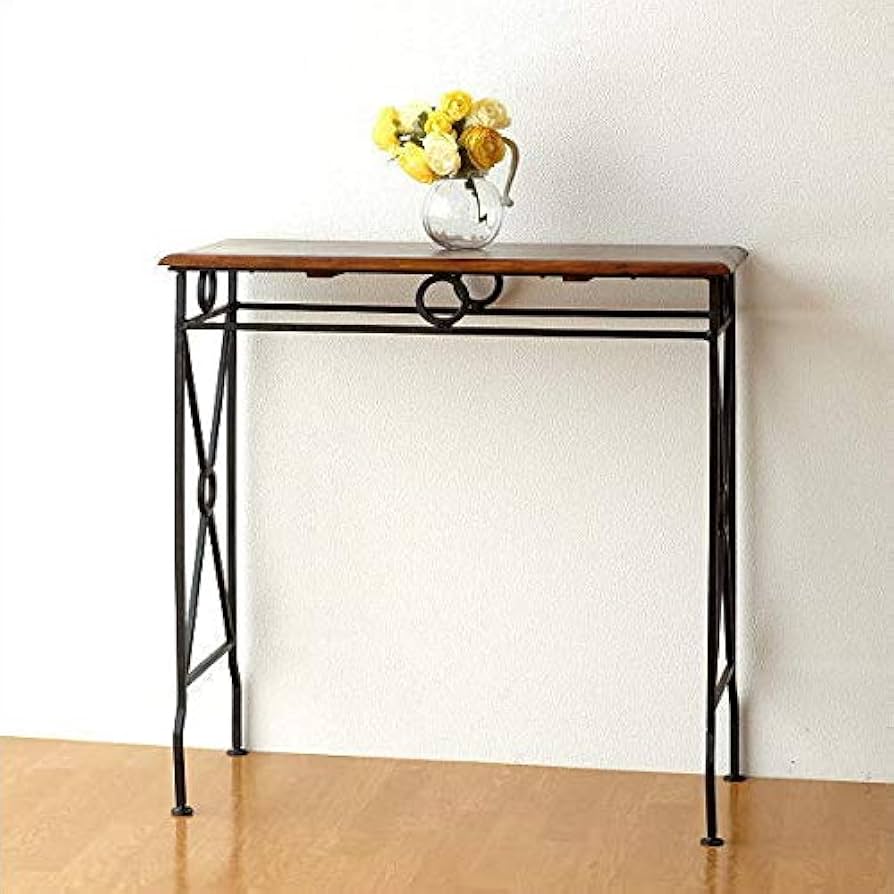 ビンテージ風サイドテーブル ウッド アイアン アンティークゴールド 机