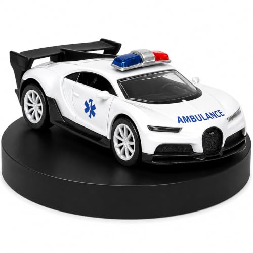 Image of Diecast Toy Car for kids 1:36 Scale Model Metal Pull Back Sports Car Boys | Pull Back Action, Emergency Vehicle, Openable Doors, Mini Metal Model, For Boys & Girls