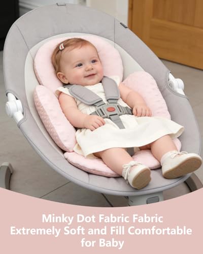 Image of KAKIBLIN Infant Car Seat Insert for Baby, Car Seat Cooling Pad, Reversible Newborn Car Seat Insert Head Body Support for Summer, Fits for Stroller, Swing, Bouncer, Bassinet, Boys and Girls (Pink B)