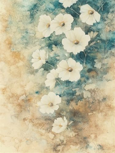 Peinture par numéro adulte fleur rétro sur toile infroissable haut de gamme