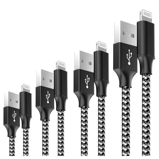 GIANAC Cavo iPhone, [4 Pezzi/0.5M 1M 2M 3M] MFI Cavo Lightning Nylon Carica Rapida iPhone Caricabatterie Cavo per iPhone 11/X/XS/XS Max/XR/8/8 Plus/7/7 Plus/6s/6s Plus/5c/5s/5, iPad, iPod