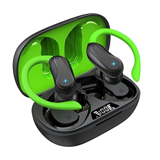 Wireless Bluetooth Earbuds Headphones 10Hrs Single Playtime IPX7 Waterproof in-Ear Earphones with Earhooks,Sweat Resistant Ear buds with microphone Hi-Fi Stereo for Sports/Running/Workout/Gym (Green)