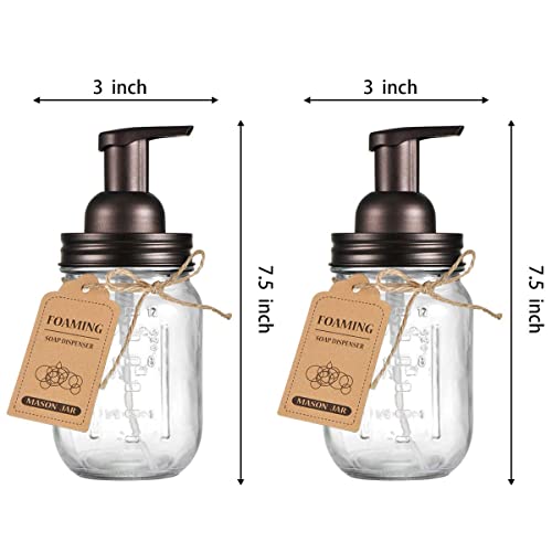 Mason Jar Foaming Soap Dispenser - Rustproof Stainless Steel Lid/Bpa Free Foam Pump,With Chalkboard Labels - Rustic Farmhouse Decor Hand Soap Dispenser Bathroom Accessories – Bronze (2 Pack) #TOP7