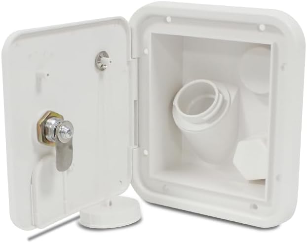 Universal White Gravity Water Hatch/Water Intake Fill Dish Lock Keys RV Hatch Trailer Camper(0100378)