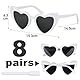BOOMTOP 8 Stück Herz Sonnenbrille Weiß Herz Brillen Hochzeit JGA Brille Damen Vintage Hippie Brillen Personalisiert Lustige Partybrille mit Stift Junggesellenschied Deko für Karneval Mottoparty