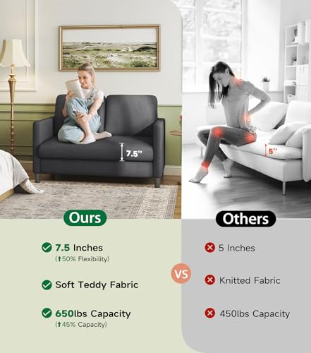 Image of Welzona Loveseat, 51 inch Small Couch, Teddy Love Seat, Small Loveseat Sofa