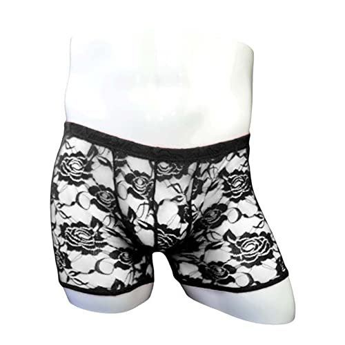 Evankin Mens Sexy Rose Lace Boxer Briefs See Through Mesh Funny Underwear Low Rise Stretch Breathable Christmas Gag Gift2