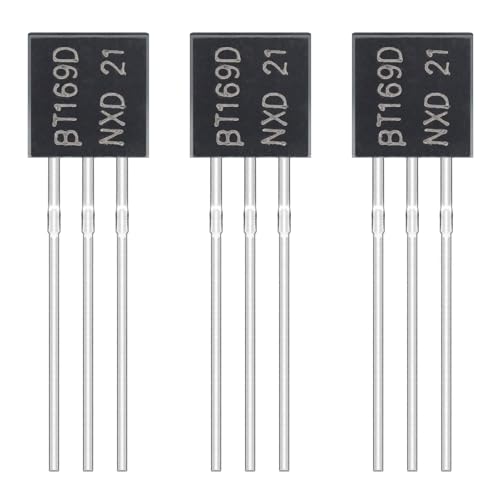 BT169D Unidirectional Thyristor 0.8A 400V BT169 Single Direction Silicon Controlled Rectifier 0.8 Amp 400 Volt Direct Plug Transistor TO-92 (Pack of 50pcs)