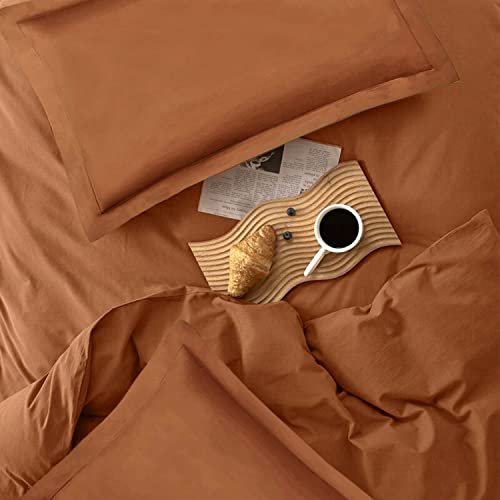 Etdiffe Bedding Comforter Set King Size, 7 Piece Boho Microfiber Bed In A Bag - Soft & Lightweight All Season Farmhouse Down Alternative Comforter With Sheets For Women Men, Solid Burnt Orange #TOP2