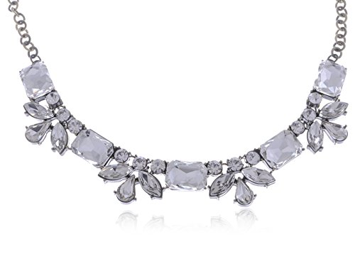 Alilang Silvery Tone Geometric Shape Clear Rhinestone Simple Collar Fashion