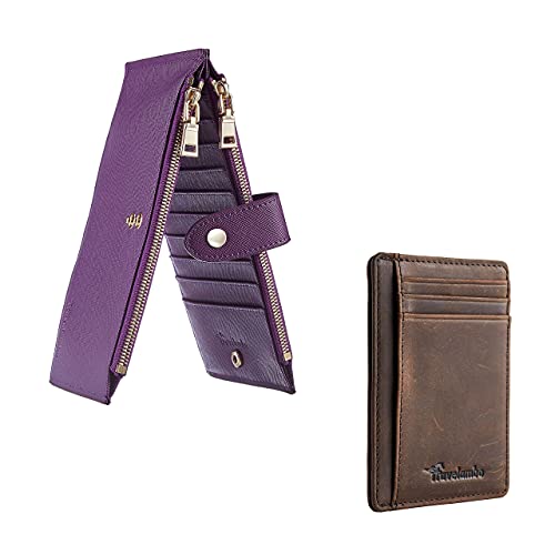 Travelambo Womens Multi Card Case Wallet & Front Pocket Minimalist Leather Slim Wallet #TOP10