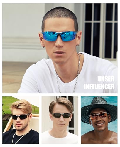 Duco męskie okulary sportowe, polaryzowane, do jazdy samochodem, ultralekkie, z metalową oprawką ze stopu aluminium i magnezu, UV400, okulary przeciwsłoneczne 8177S, 64