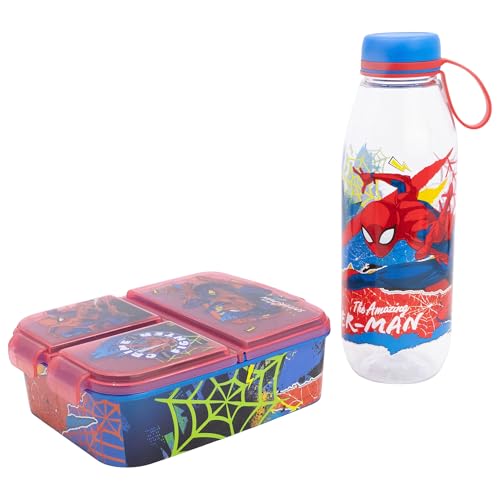 Ecozen Aventura Set de 650 ml + boîte à goûter à 3 compartiments Spiderman