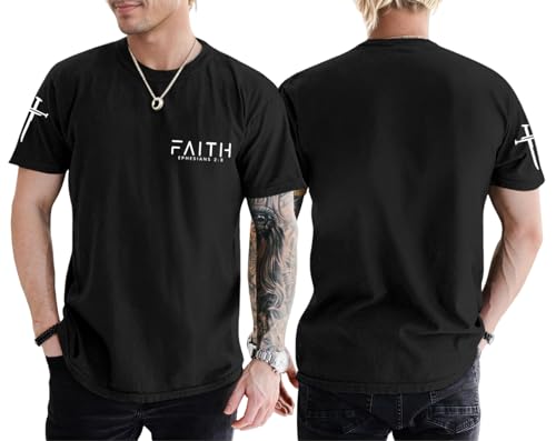 Christian Faith Cross Shirts for Men Jesus God Bible Verse Shirt Religious Inspirational Tshirts Graphic Cotton Tees
