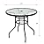 Tangkula 32" Outdoor Patio Table Round Steel Frame Tempered Glass Top Commercial Party Event Furniture Conversation Coffee Table for Backyard Lawn Balcony Pool with Umbrella Hole