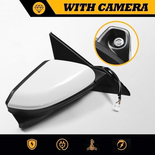 Jecoupoon Right Side Mirror Assembly Compatible with Civic 2016-2021 Camera & Heated & Power Glass and Manual Folding 76208-TBC-A02ZA HO1321284 (White 11Pins) by Jecoupoon - Image 2