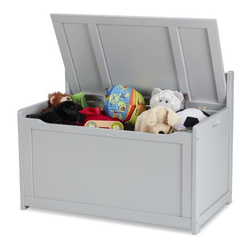 Image of Melissa & Doug Toy Chest, Wooden Toy Storage Box with Safety-Hinged Lid, Kids Toys Storage Organizer for Playroom, Bedroom, & Montessori Classroom Furniture for Boys & Girls Ages 3+, Gray