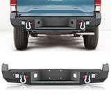 Peforway Off Road Rear Bumper Fits for Toyota Tacoma 2005-2015 Heavy Duty Steel Back Bumper Fits for 2nd Gen Tacoma Textured Black with 2 Lights, 2 D-Rings, License Plate Bracket Full Width