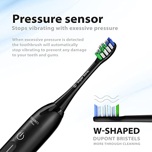 Wagner & Stern Ultrasonic Whitening Toothbrush With Pressure Sensor. 5 Brushing Modes And 4 Intensity Levels With 3D Sliding Control, 8 Dupont Bristles, Premium Travel Case. #TOP1