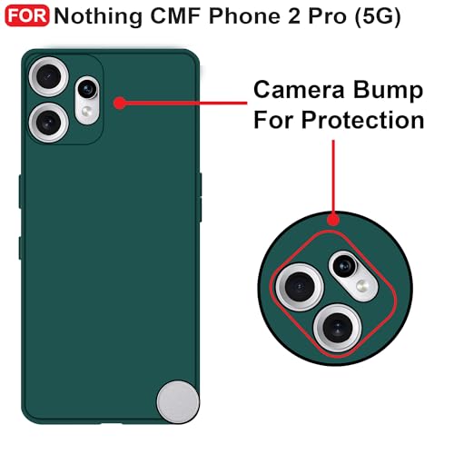Image of CEDO Back Cover for Nothing CMF Phone 2 Pro (5G) | Camera Bump Protection & Inner Velvet Fabric Lining | Ultra Slim Matte Soft Rubberised Case Cover (Green)