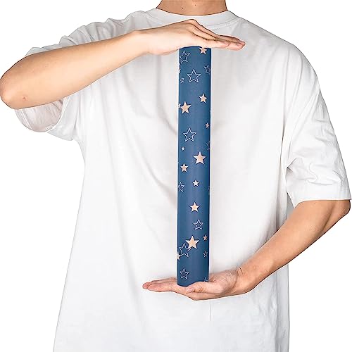 43cm*15m Blue Christmas Wrapping Paper Roll,Birthday Gift Wrap Paper with Star for Birthday Father's Day Xmas Present-Star - Image 7